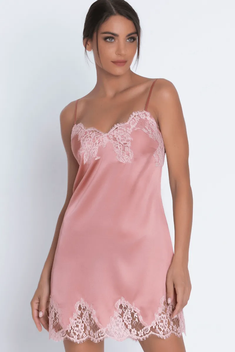Silk Nightwear | Nighties, Babydolls & Chemises>Lise Charmel Splendeur Soie Silk Night Dress in Rose, Size L (UK 14)