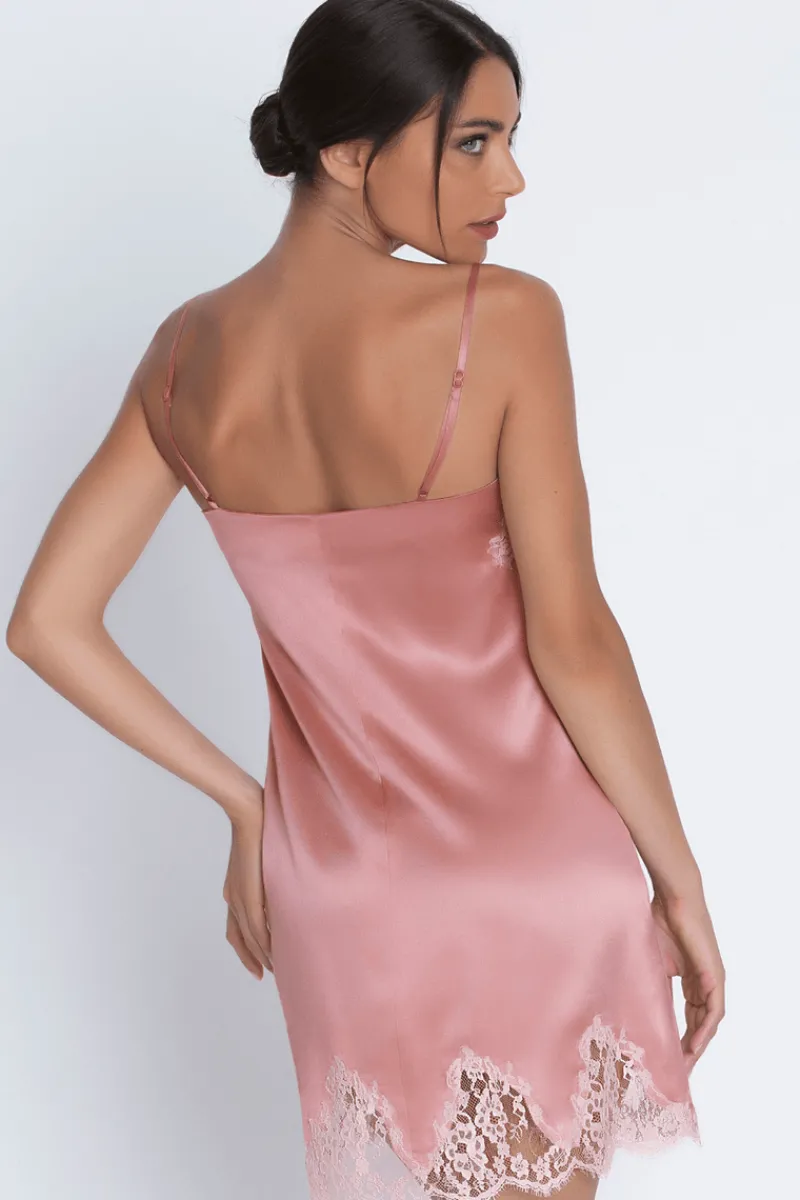 Silk Nightwear | Nighties, Babydolls & Chemises>Lise Charmel Splendeur Soie Silk Night Dress in Rose, Size L (UK 14)