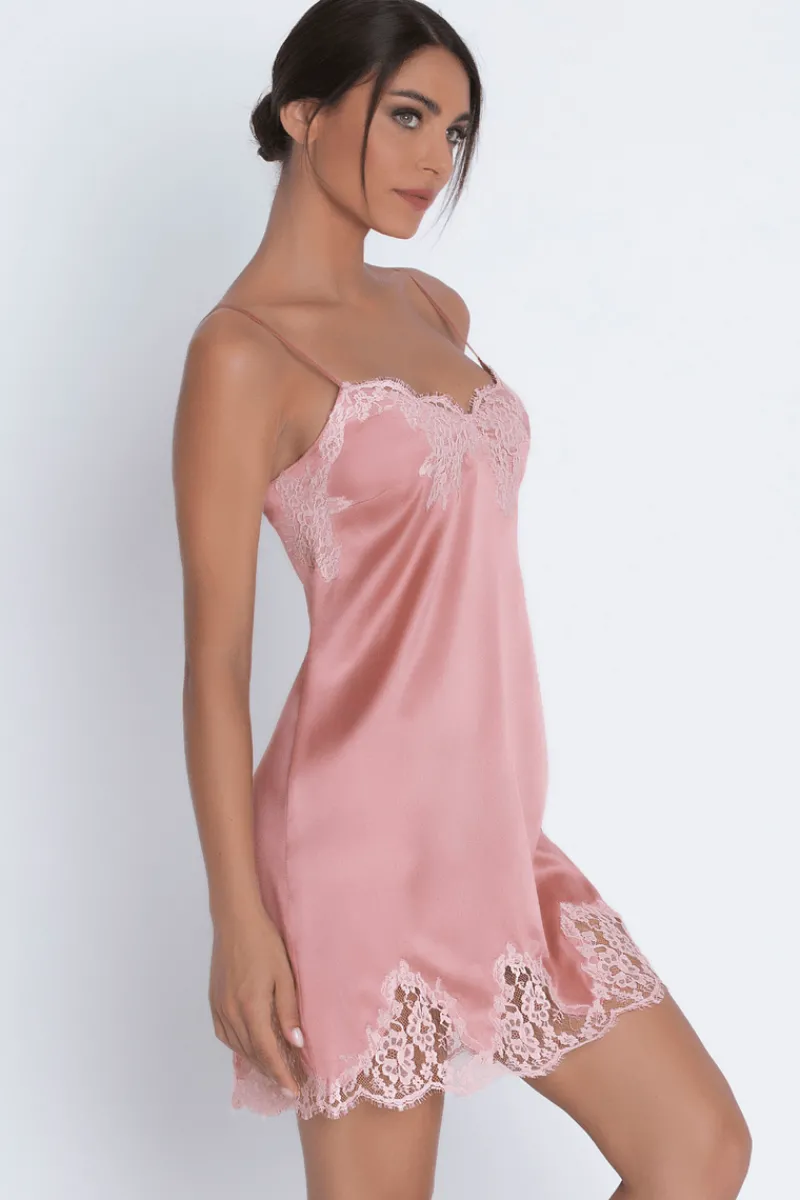 Silk Nightwear | Nighties, Babydolls & Chemises>Lise Charmel Splendeur Soie Silk Night Dress in Rose, Size L (UK 14)