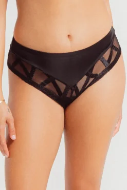 Luxury French Lingerie | Sheer Lingerie>Louisa Bracq Série Embroidery Brazilian Shorty Black