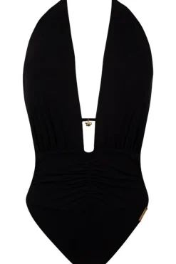 Swimsuits | Sexy Lingerie>Lise Charmel Sublime Drapé Halter Swimsuit, Size L (UK 14) Black