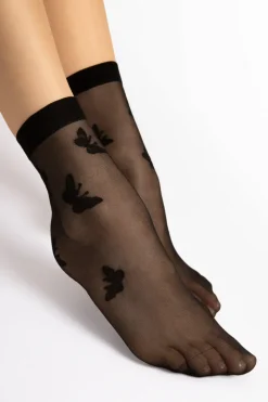 £30 And Under | Sheer Lingerie>FiORE Summer Butterfly Socks 15 Denier in Black