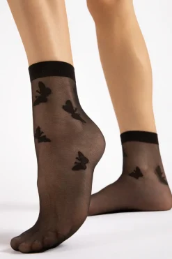 £30 And Under | Sheer Lingerie>FiORE Summer Butterfly Socks 15 Denier in Black