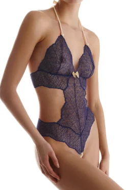 Pearl Thong Bodysuits | Sexy Lingerie>Bracli Sydney Daisy Double Pearl Body Blue
