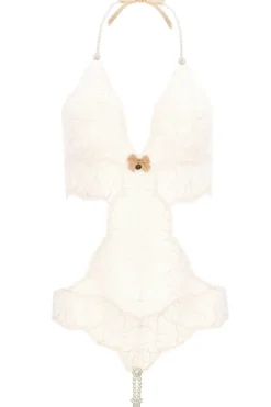 Pearl Thong Bodysuits | Bridal & Honeymoon Lingerie>Bracli Sydney Daisy Double Pearl Body in Ivory