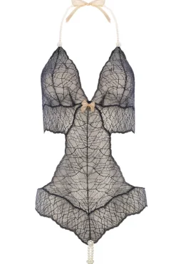 Pearl Thong Bodysuits | Sexy Lingerie>Bracli Sydney Daisy Double Pearl Body in Black