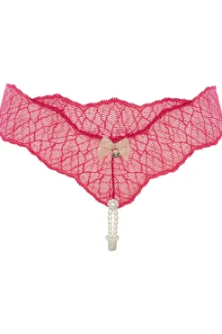 Red Lingerie | Sexy Lingerie>Bracli Sydney Daisy Double Pearl Thong Red