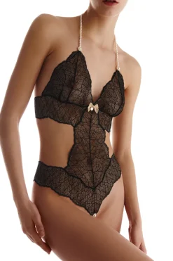 Pearl Thong Bodysuits | Sexy Lingerie>Bracli Sydney Daisy Single Pearl Body Black