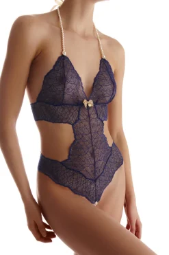 Pearl Thong Bodysuits | Sexy Lingerie>Bracli Sydney Daisy Single Pearl Body Blue