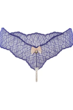 Sexy Lingerie | Pearl Knickers & Thongs>Bracli Sydney Daisy Single Pearl Thong in Blue