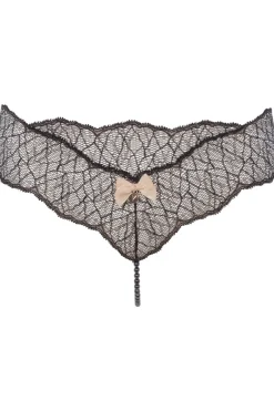 Sexy Lingerie | Pearl Knickers & Thongs>Bracli Sydney Dark Single Pearl Thong Black
