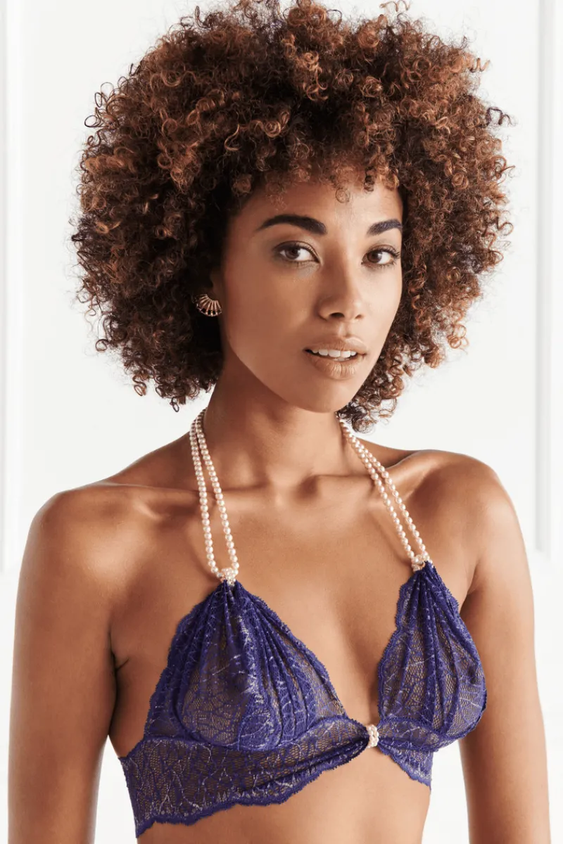 Sexy Lingerie | Halterneck Bras>Bracli Sydney Pearl Bra Blue, Size XL