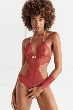 Red Lingerie | Pearl Thong Bodysuits>Bracli Sydney Single Pearl Body Red