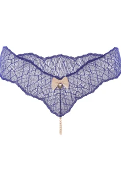 Sexy Lingerie | Pearl Knickers & Thongs>Bracli Sydney Single Pearl Thong Blue