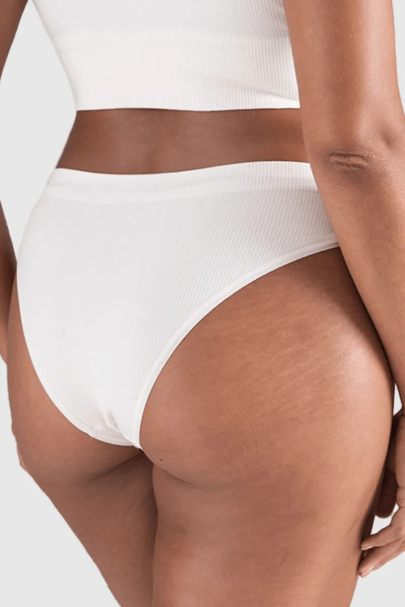 £30 And Under | Bridal & Honeymoon Lingerie>Nudea Tencel™ Seamless High Leg Brief in White Sand, Size XS (UK 6-8)