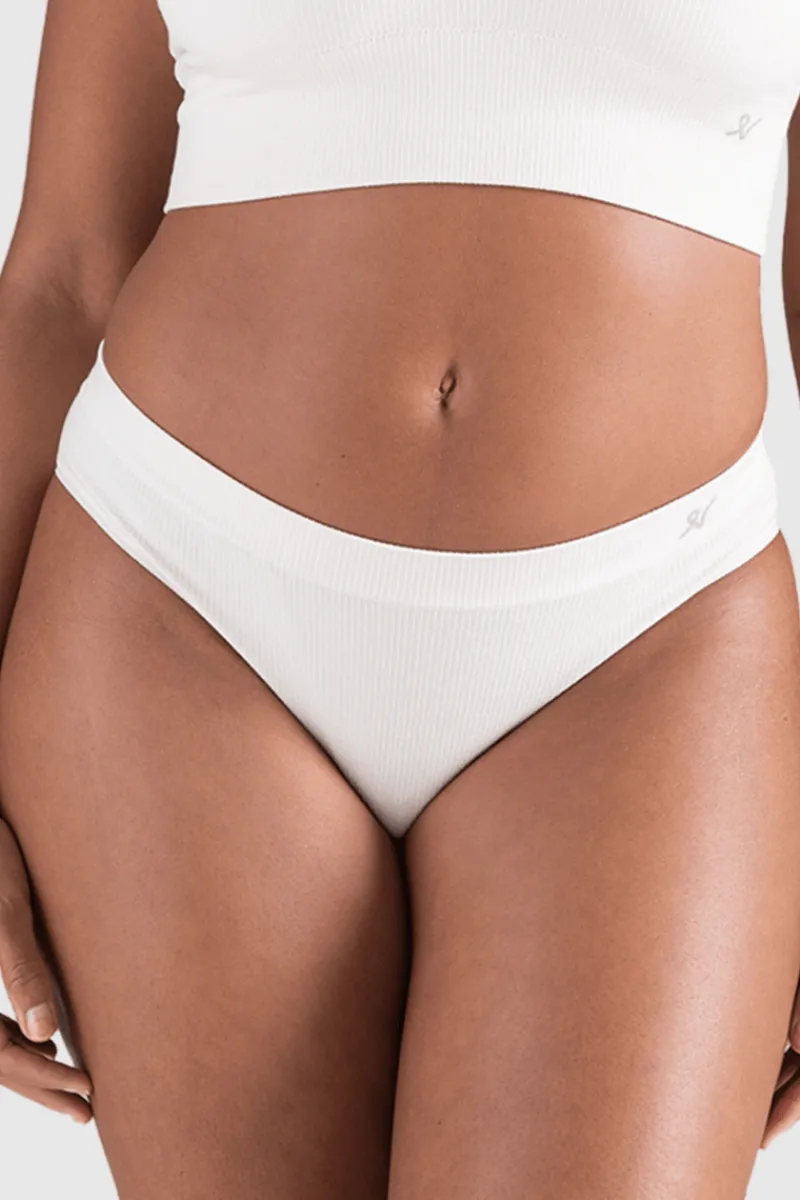£30 And Under | Bridal & Honeymoon Lingerie>Nudea Tencel™ Seamless High Leg Brief in White Sand, Size XS (UK 6-8)