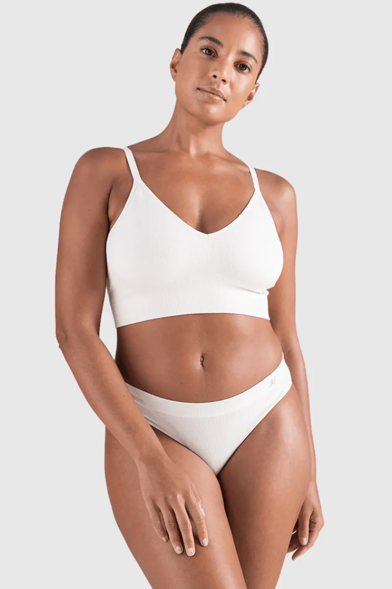 £30 And Under | Bridal & Honeymoon Lingerie>Nudea Tencel™ Seamless High Leg Brief in White Sand, Size XS (UK 6-8)