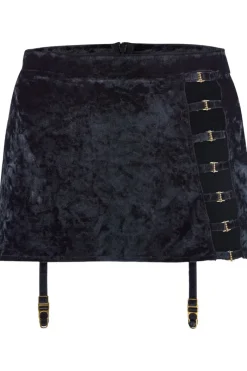 Sexy Lingerie | Luxury French Lingerie>Aubade The Night Before Velvet Mini Suspender Skirt BlackBird