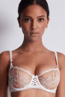 Bridal & Honeymoon Lingerie | Luxury French Lingerie>Aubade Tresor Infini Underwired Half Cup Bra WhiteWind