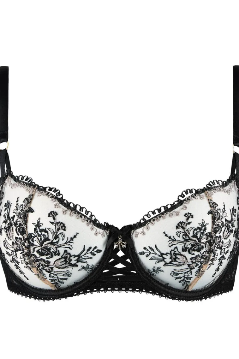 Sexy Lingerie | Luxury French Lingerie>Aubade Tresor Infini Underwired Half Cup Bra, Size UK 32B Black