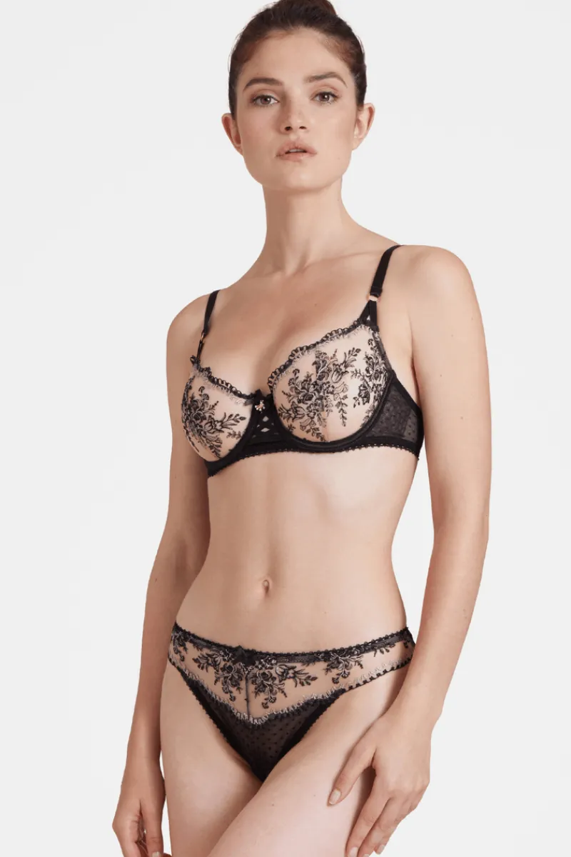 Sexy Lingerie | Luxury French Lingerie>Aubade Tresor Infini Underwired Half Cup Bra, Size UK 32B Black