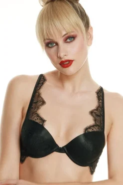 Push Up Bras | Underwired Bras>Prelude Tresor Push Up Bra With Swarovski Crystals (A-C sizing) Black