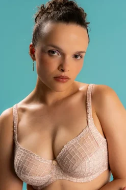 Luxury French Lingerie | Underwired Bras>Louisa Bracq Tweegy Embroidered Full Cup Bra NudeRose