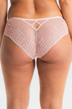 Luxury French Lingerie | Sheer Lingerie>Louisa Bracq Tweegy Embroidered Shorty NudeRose