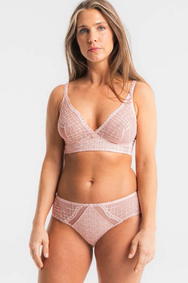 Luxury French Lingerie | Wireless Bras>Louisa Bracq Tweegy Embroidered Wireless Bralette NudeRose