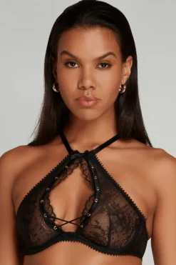 Sheer Lingerie | Balconette Bras & Demi Bras>Agent Provocateur Vallentina High Neck Bra Black