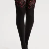 Black Stockings | Red Lingerie>FiORE Variete Stockings 40 Denier Black/Red