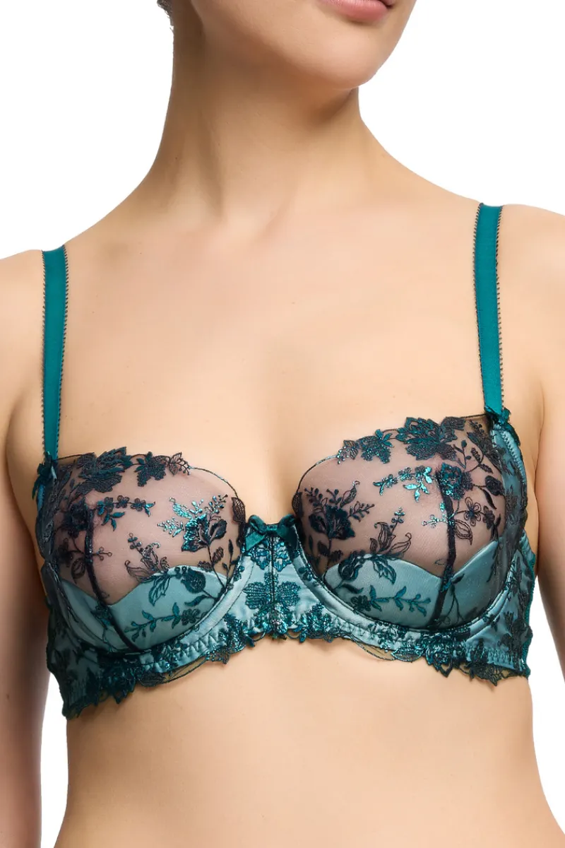 Mother's Day | Sheer Lingerie>Dita Von Teese Victresse Foil Balconette Bra in Kingfisher Blue