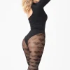 Black Tights | Patterned Tights>FiORE Vintage Heart Tights 30 Denier Black