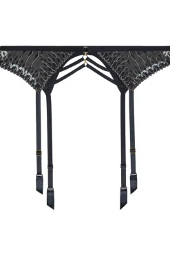Luxury French Lingerie | Sexy Lingerie>Aubade Voodoo Kiss Suspender Belt MilleniumBlack