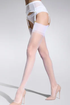 Nylon Stockings | Sheer Stockings>Maison Close White Nylon Stockings 15 Denier