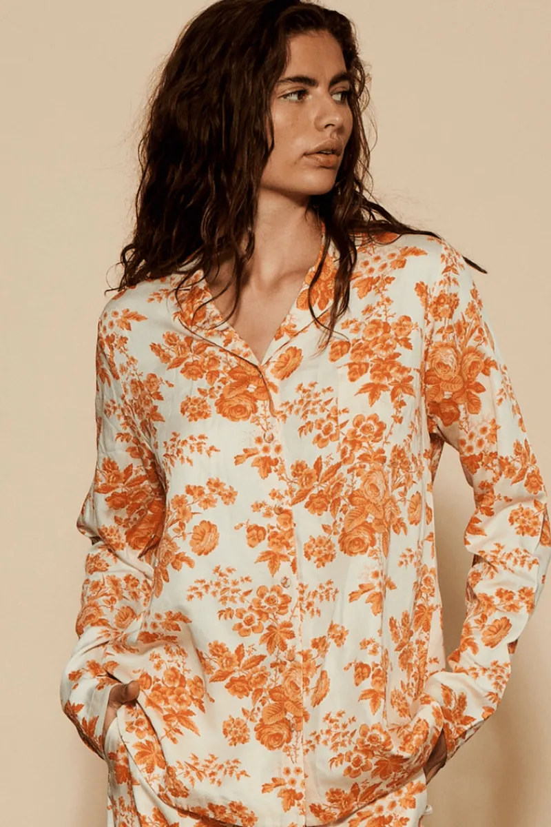 Pyjama Tops | Ready To Wear>Underprotection Wilda Long Sleeve Pyjama Shirt Orange