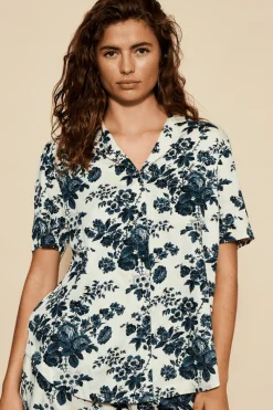 Pyjama Tops | Ready To Wear>Underprotection Wilda Short Sleeve Pyjama Shirt Black