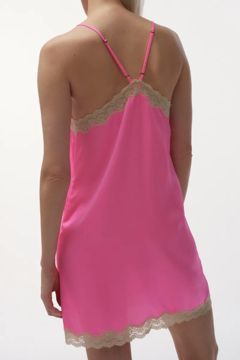 Nighties, Babydolls & Chemises | Ready To Wear>Love Stories Willow Satin Slip Dress Neon Pink