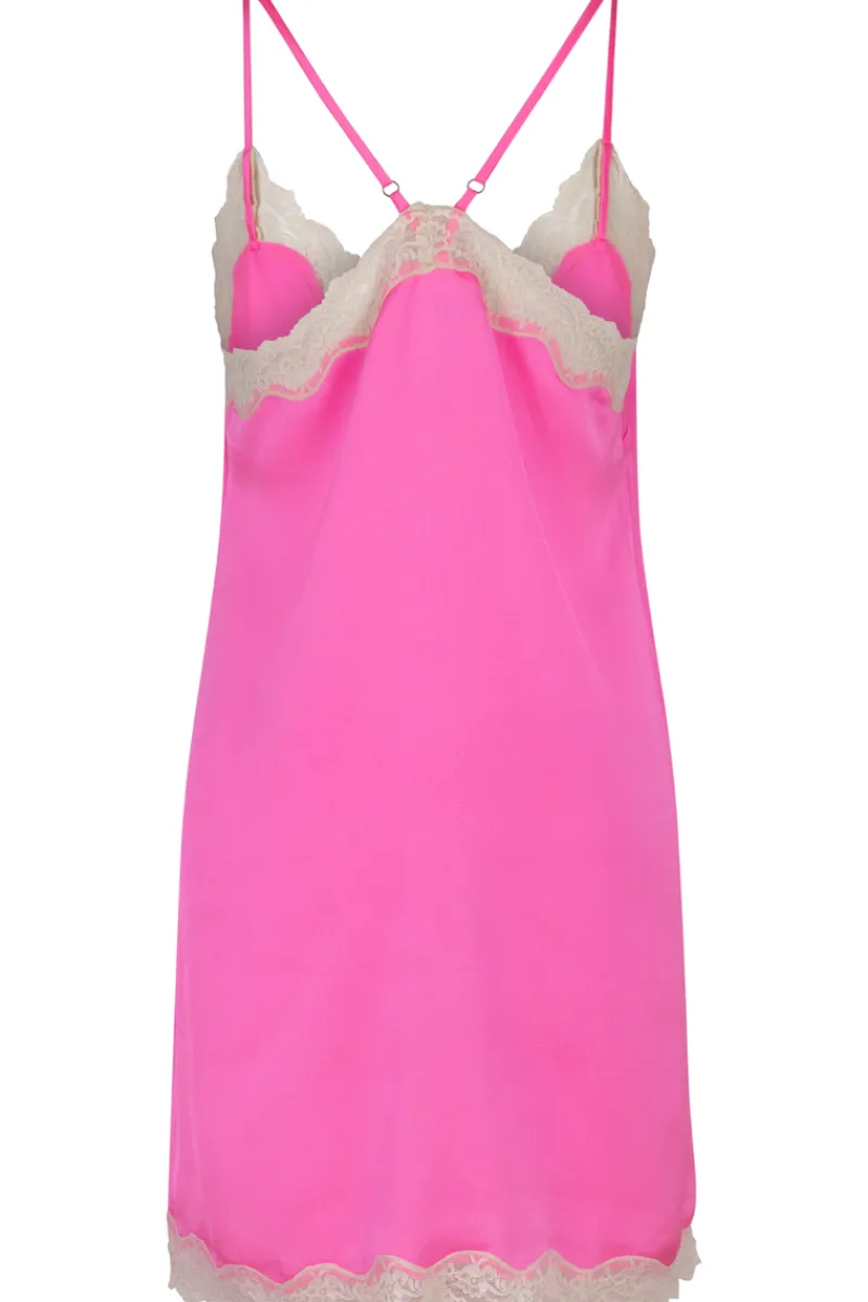 Nighties, Babydolls & Chemises | Ready To Wear>Love Stories Willow Satin Slip Dress Neon Pink