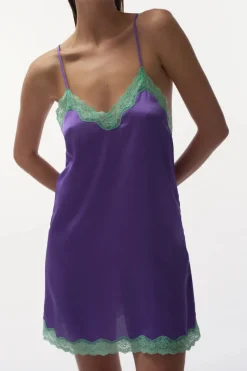 Nighties, Babydolls & Chemises | Ready To Wear>Love Stories Willow Satin Slip Dress Purple