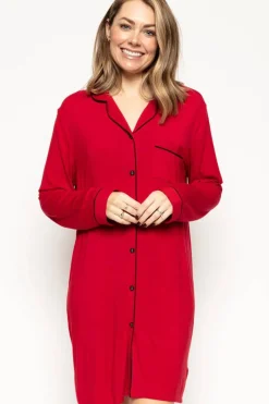 Red Lingerie>Cyberjammies Windsor Jersey Nightshirt Red