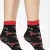 £30 And Under>FiORE Xmas Pal Dog Pattern Socks 40 Denier Black