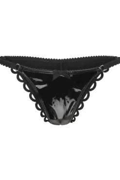 Crotchless Lingerie | Sheer Lingerie>Agent Provocateur Zarya PVC Ouvert Brief, Size 5 (UK 14) Black