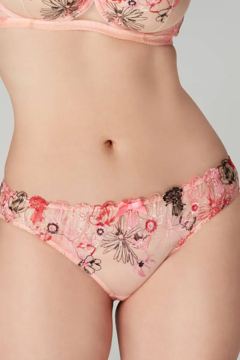 Red Lingerie | Sheer Lingerie>Agent Provocateur Zuri Brief Pink/Red/Sand