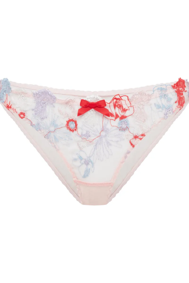 Red Lingerie | Sheer Lingerie>Agent Provocateur Zuri Brief, Size 5 (UK 14) Red/Blue/Sand