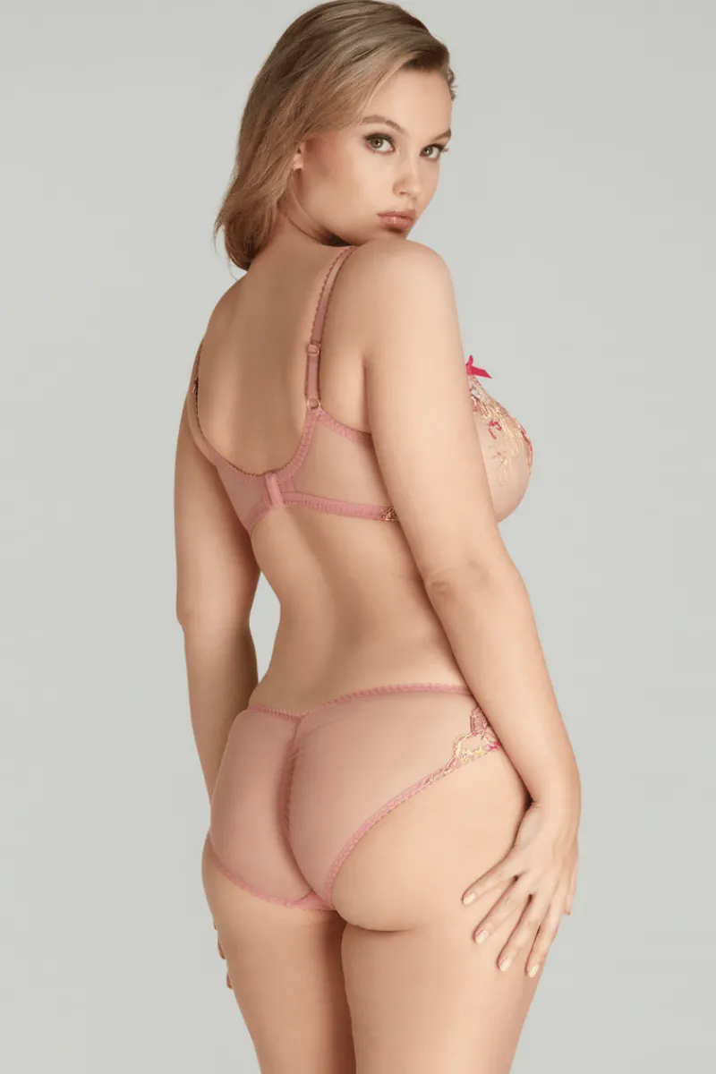 Sheer Lingerie | Plunge Bras>Agent Provocateur Zuri Plunge Bra, Size UK 32E DuskyPink/Yellow