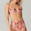 Red Lingerie | Suspender Belts>Agent Provocateur Zuri Suspender Pink/Red/Sand