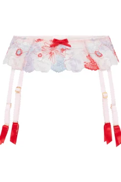 Red Lingerie | Suspender Belts>Agent Provocateur Zuri Suspender Red/Blue/Sand