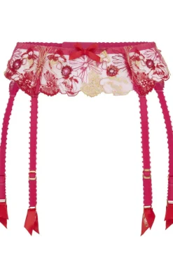 Red Lingerie | Suspender Belts>Agent Provocateur Zuri Suspender Fuchsia/Red/Gold